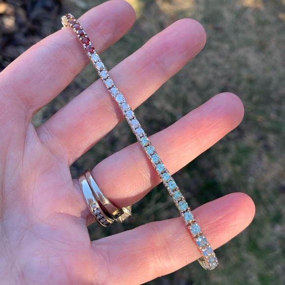 Sterling Silver Multi Colored Gemstone Bracelet - Picture 5 of 8